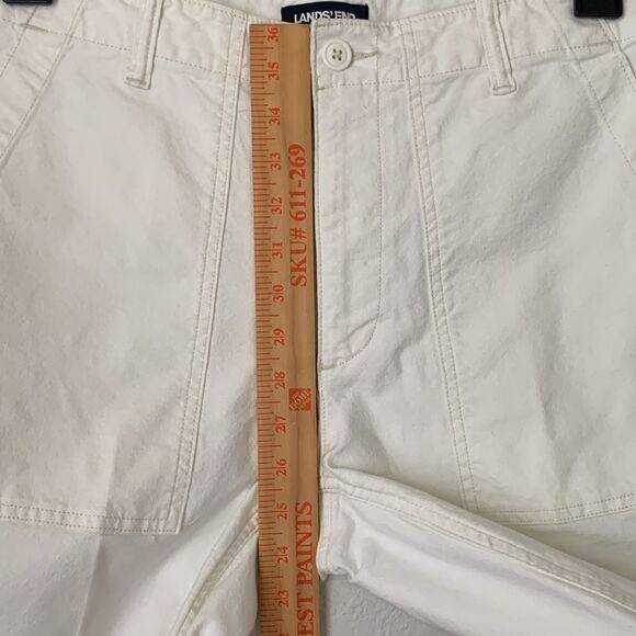 Lands' End White Flat-Front Straight Leg Cotton Blend Women’s Size 14 - Picture 3 of 10